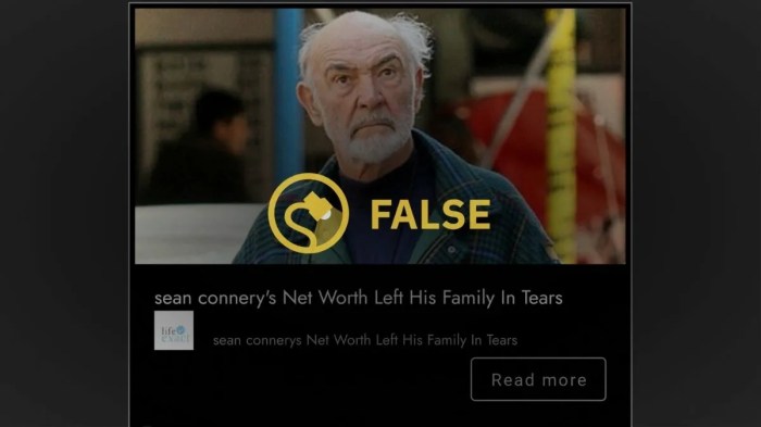 No, Sean Connery's Net Worth Didn't Leave Family 'in Tears' | Snopes.com