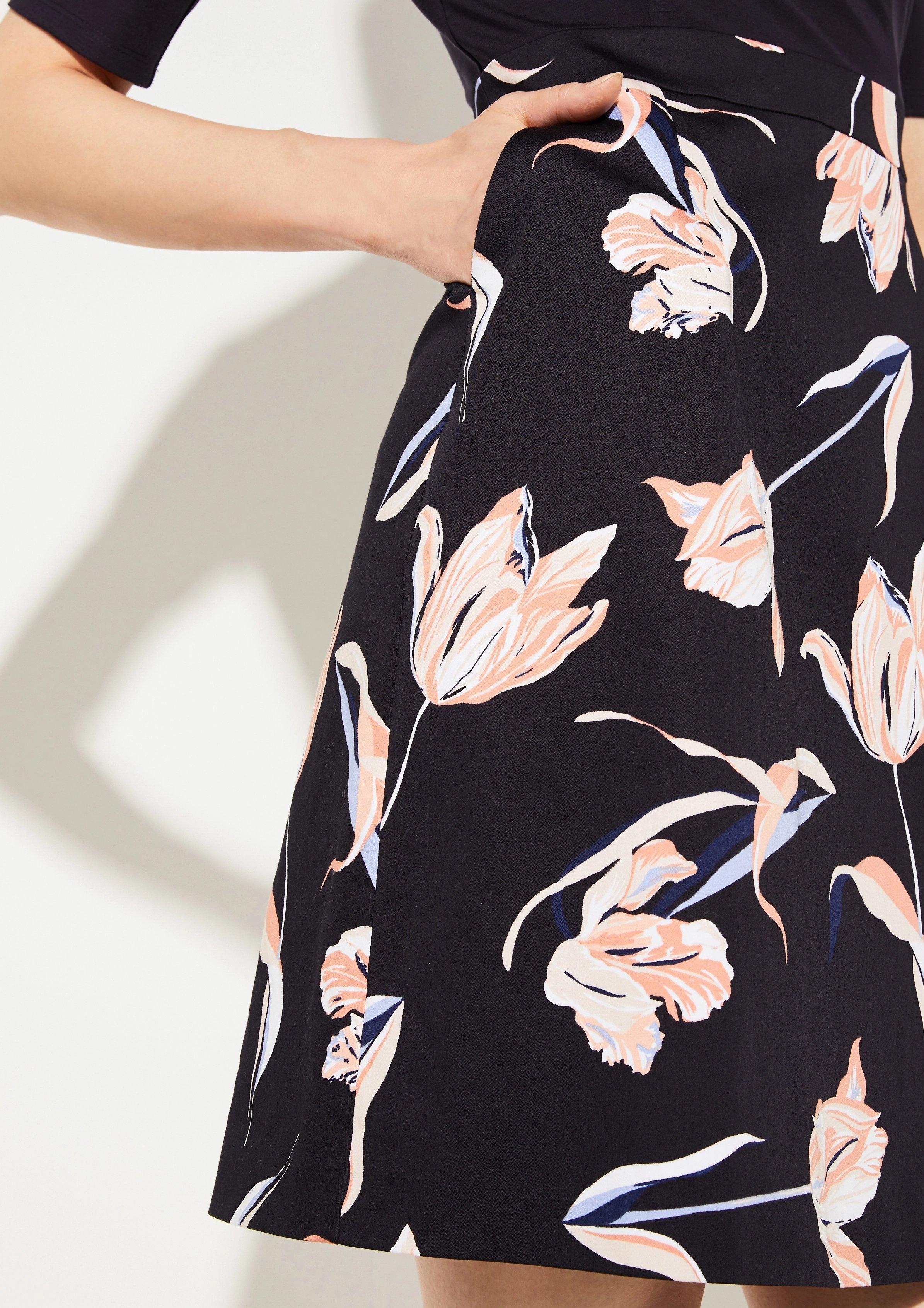 Comma Fabric Mix Dress With A Floral Pattern