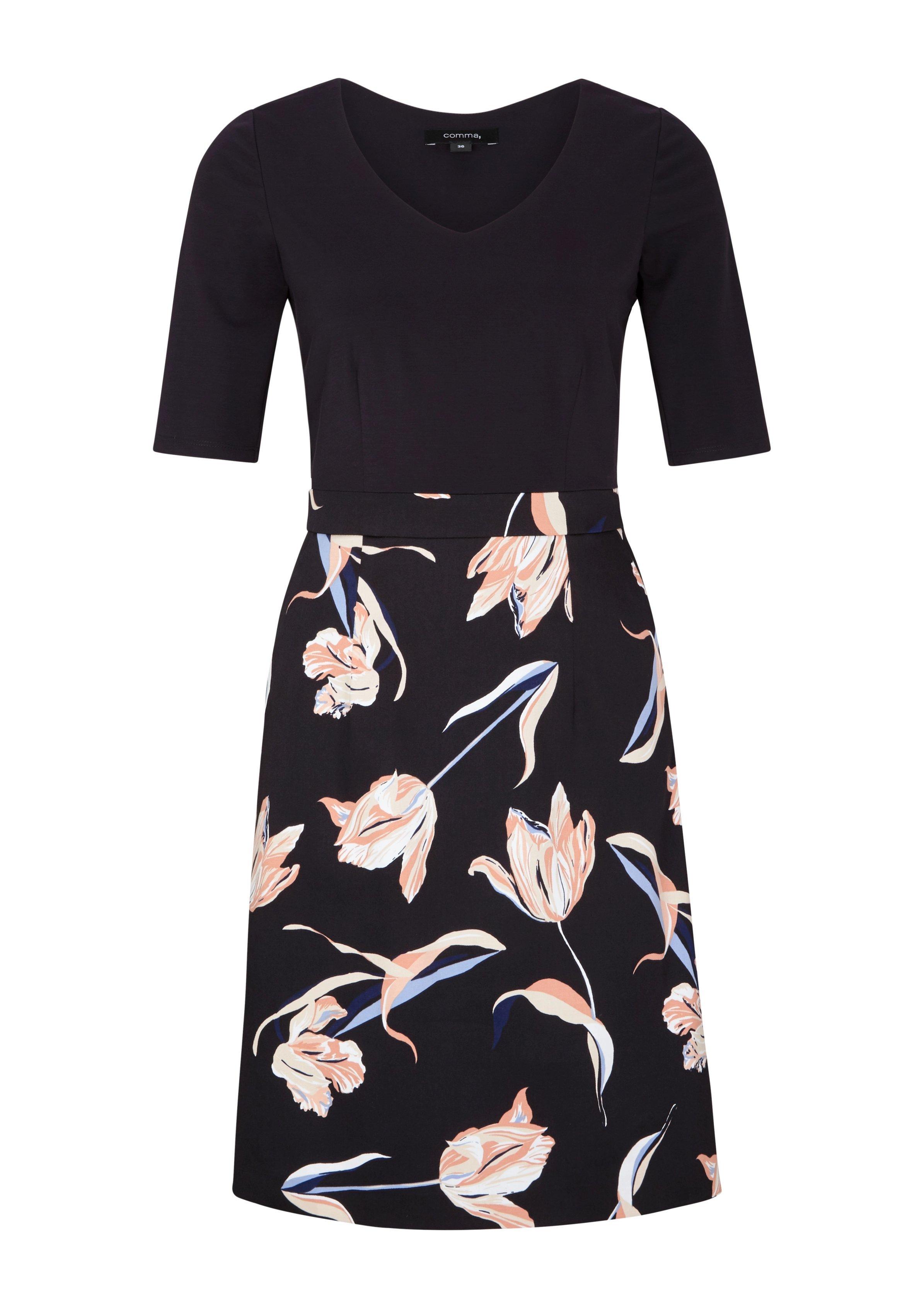 Comma Fabric Mix Dress With A Floral Pattern