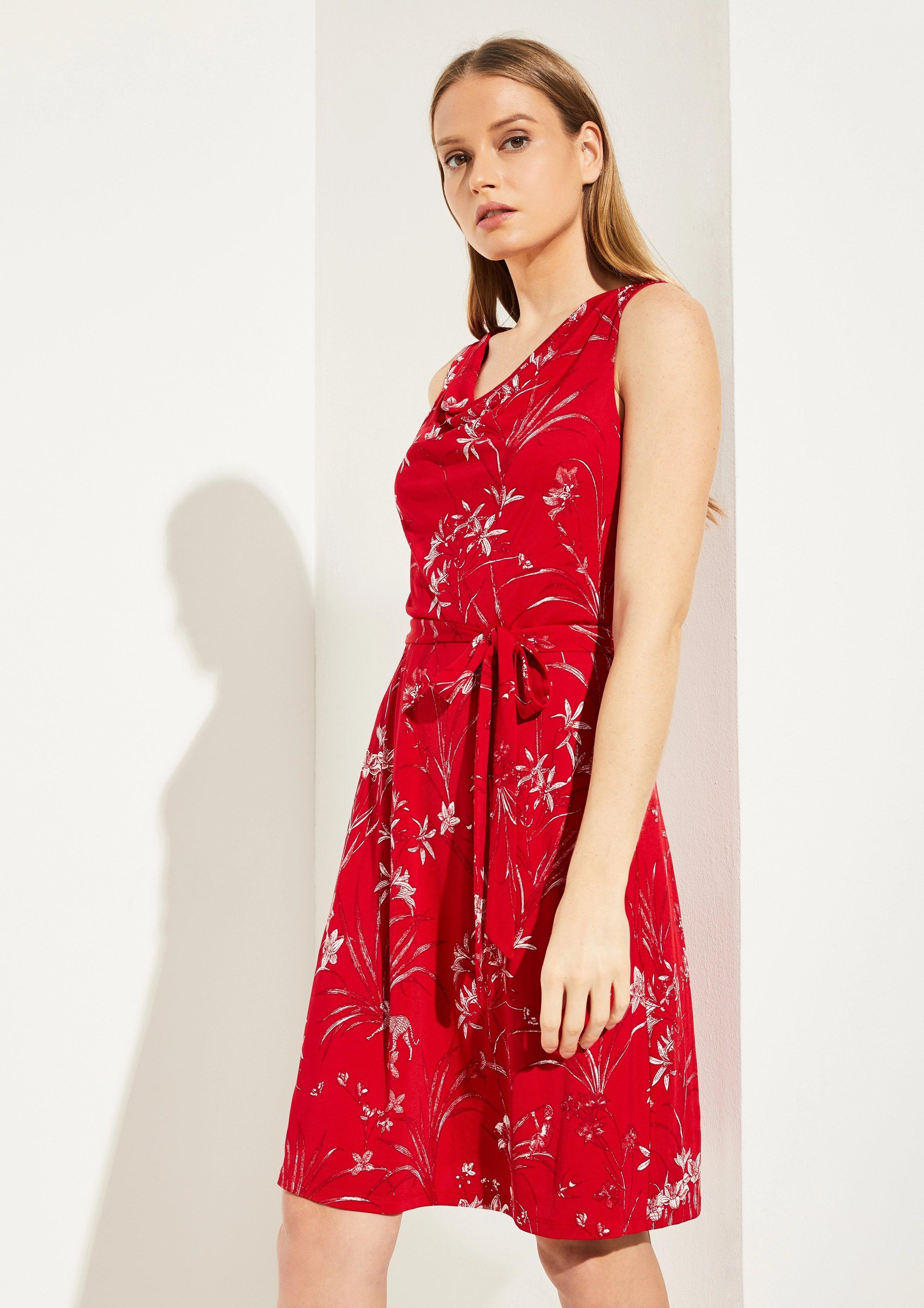 Comma Kleid Mit Wasserfall Ausschnitt