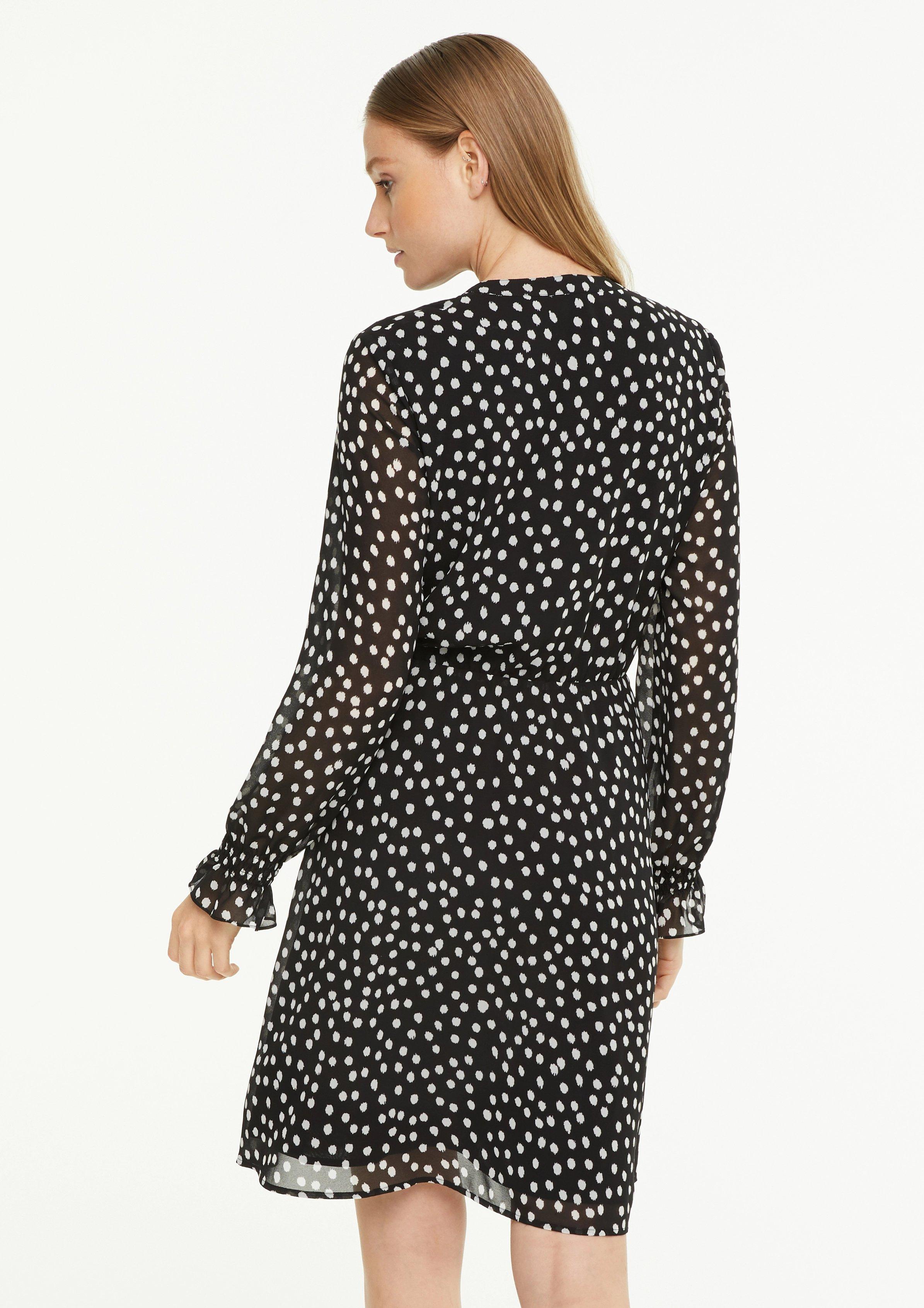 Comma Delicate Chiffon Dress With Polka Dots