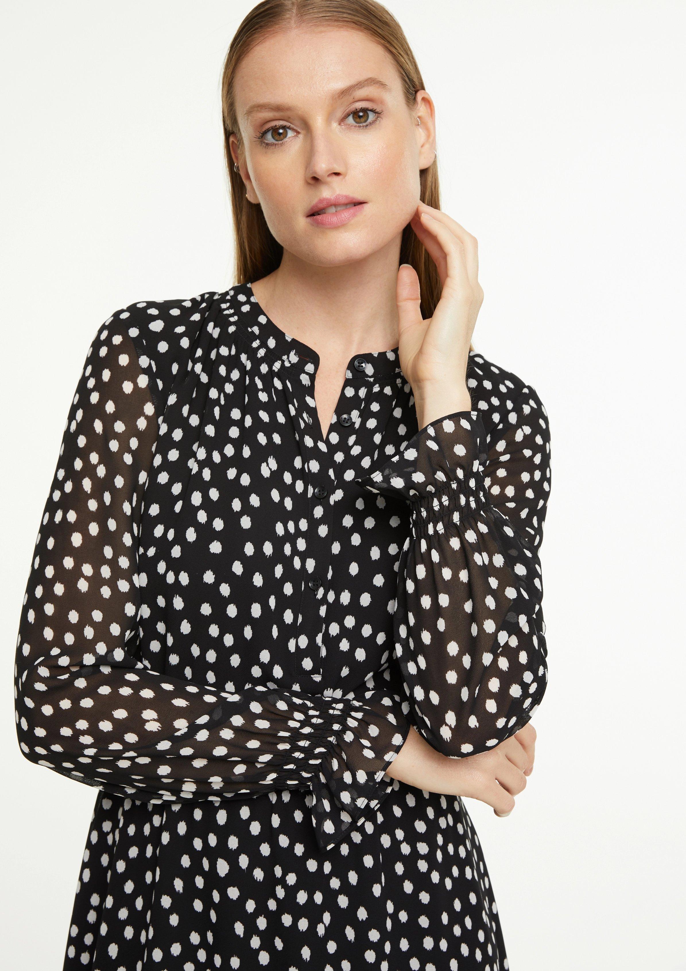 Comma Delicate Chiffon Dress With Polka Dots