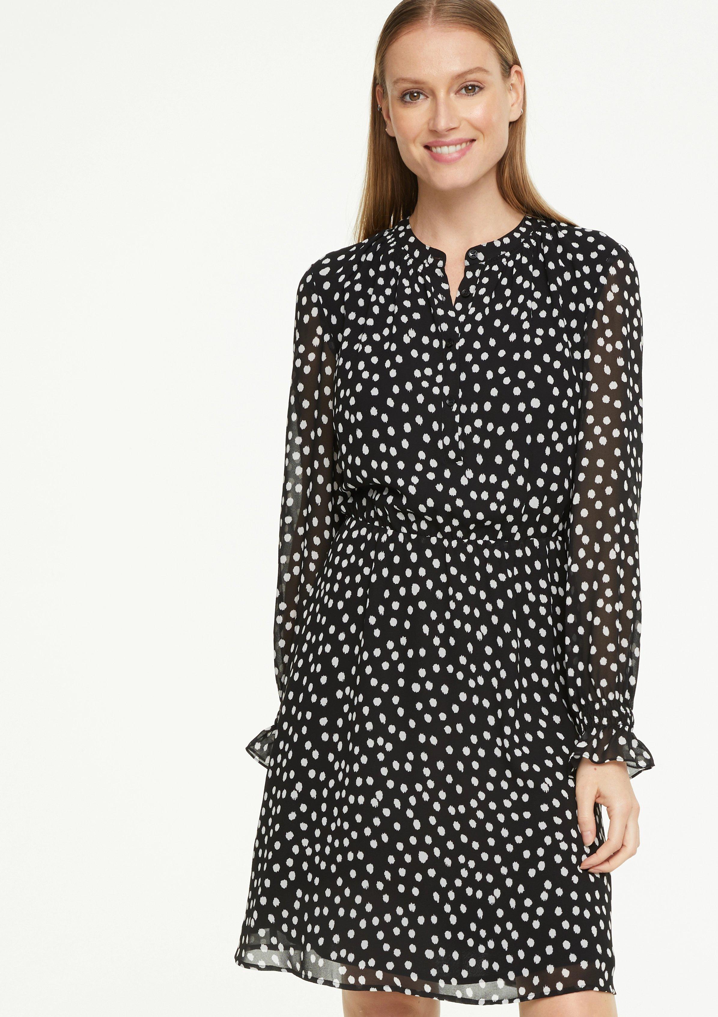 Comma Delicate Chiffon Dress With Polka Dots