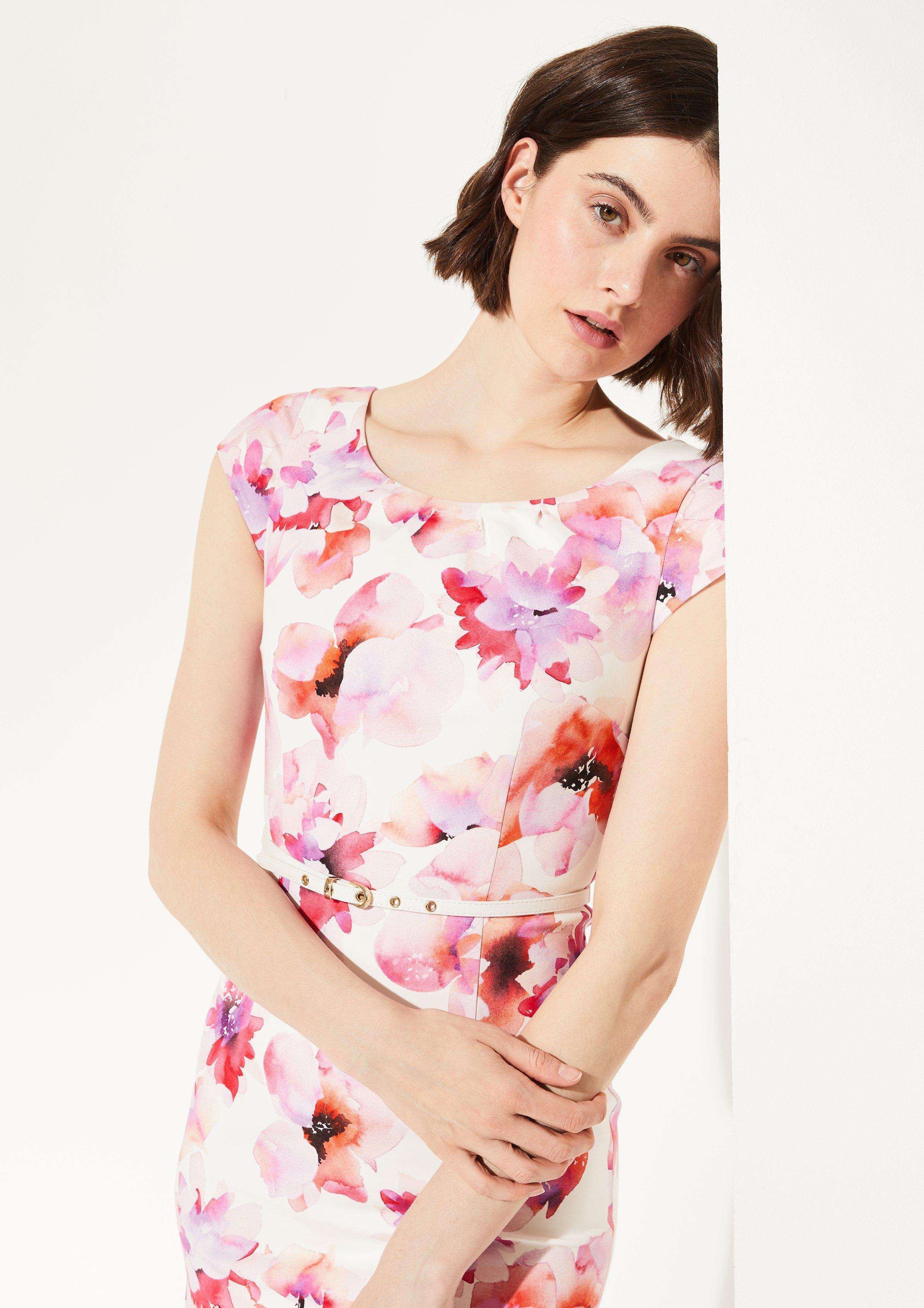 Comma Kleid Aus Baumwollsatin Mit Gurtel