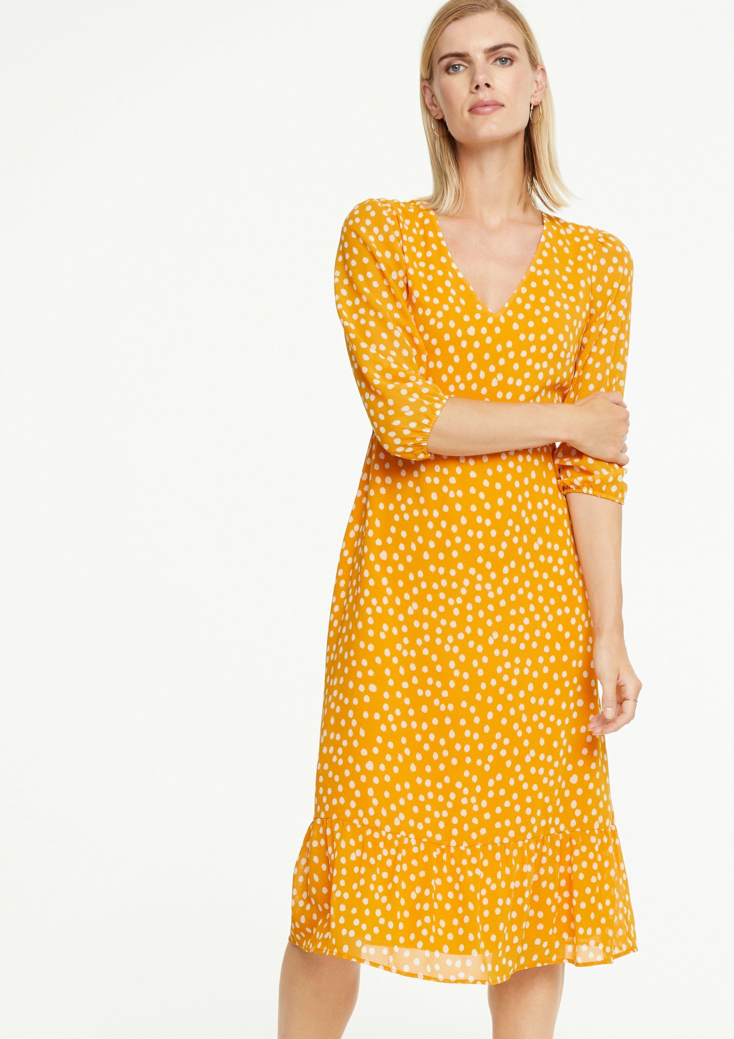 Comma Tailliertes Chiffonkleid Mit Volant