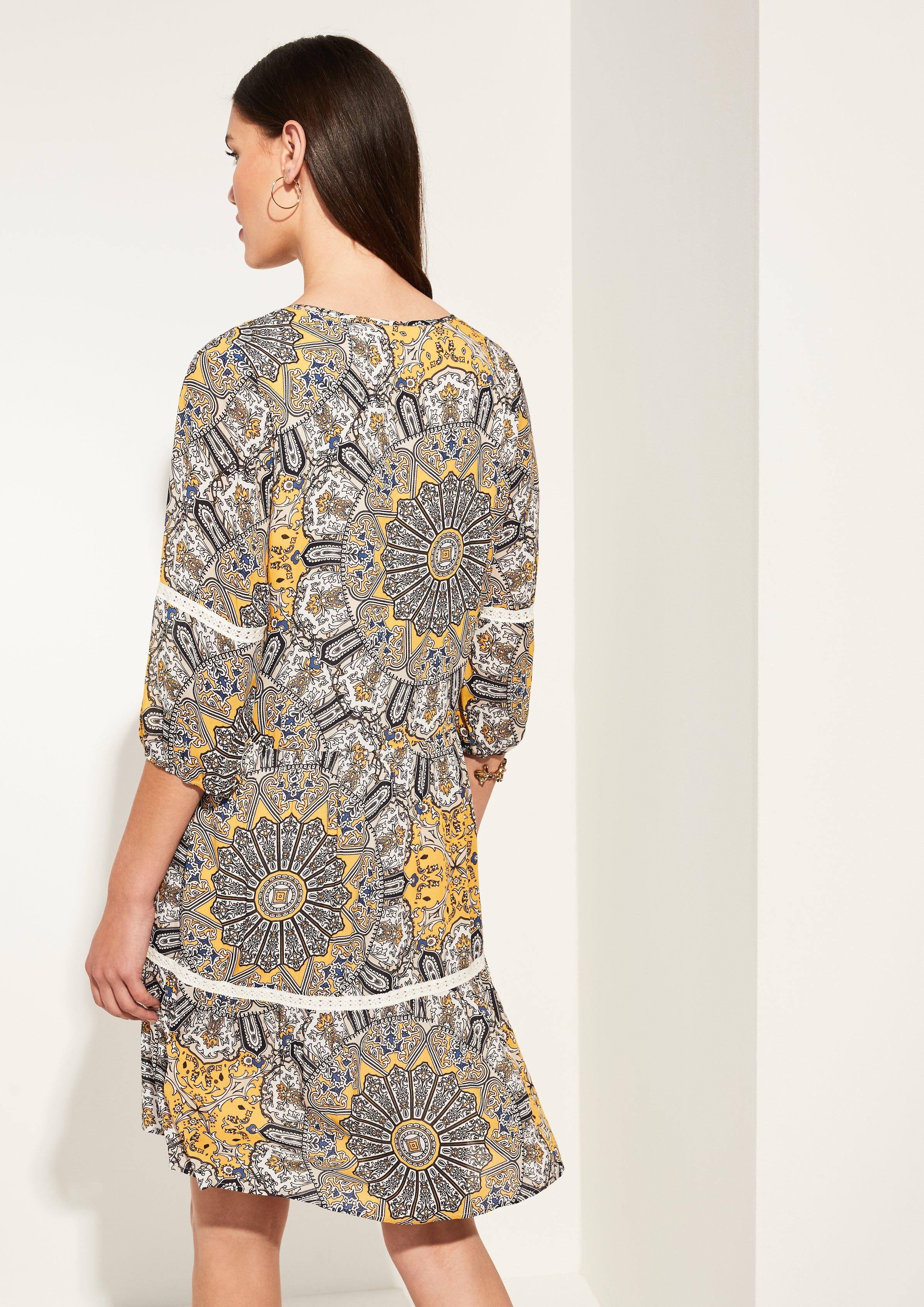 Comma Kleid Mit Buntem Allover Print