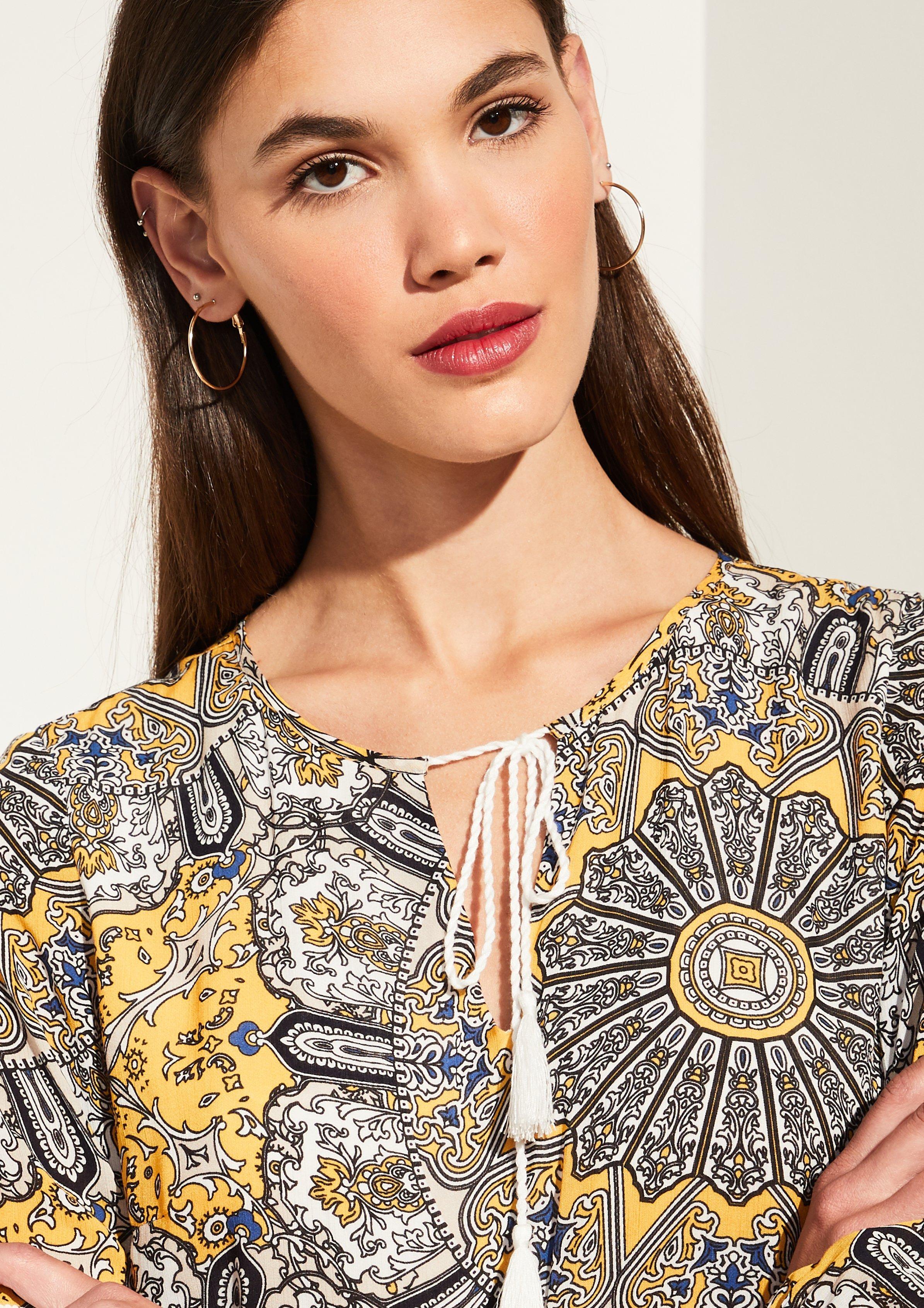 Comma Kleid Mit Buntem Allover Print