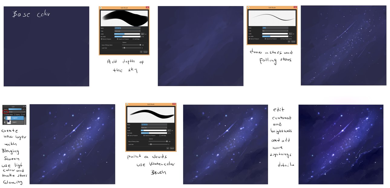 Bei traditionellen animationen ist das, was wir am längsten machen jedoch das wichtigste: Ryky's Easy Night Sky Tutorial | MediBang Paint