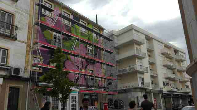 Edifício que foi alvo de intervenção sob o tema "Abrantes, Cidade Florida" (Foto: mediotejo.net)