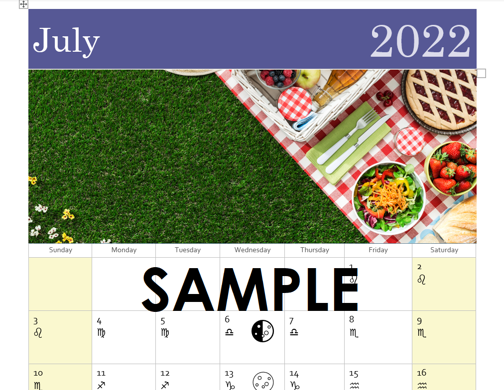 Printable Moon Astrological Calendar July 2022 Psychic Medium