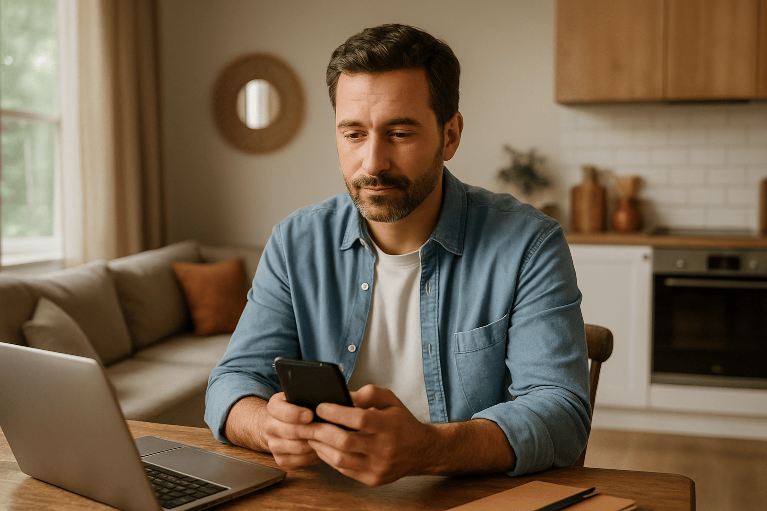 Private telehealth planning scene for erectile dysfunction in Austin, TX.