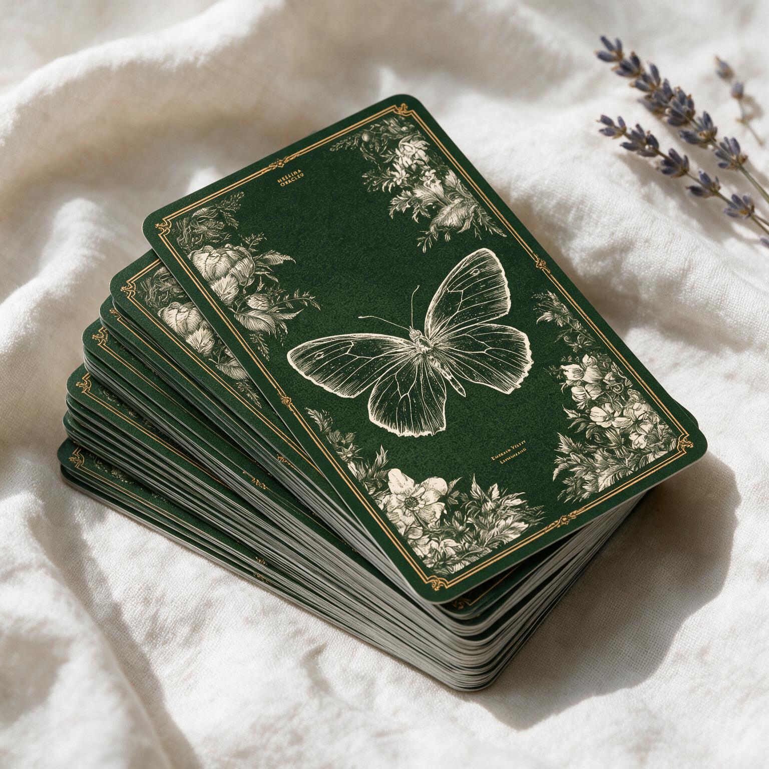 Emerald Velvet Lenormand Deck – Luxury Green Oracle Cards with Vintage Botanical Artwork, Premium Fortune Telling & Divination Gift
