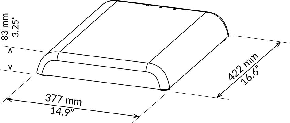 Line drawing and dimensions of an RFID station