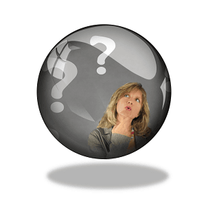 Questions - orb showing a woman looking at a couple of questions which represents effective questions