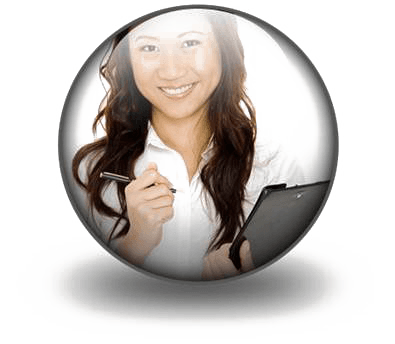 Interviewing guidelines - orb showing a woman actively looking at you whilst holding a mobile phone