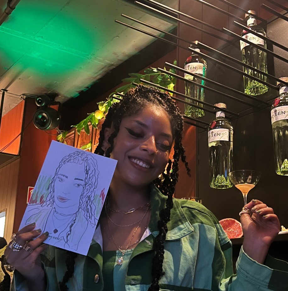 live portrait of guest at Tanquery event live illustrator portrait artist