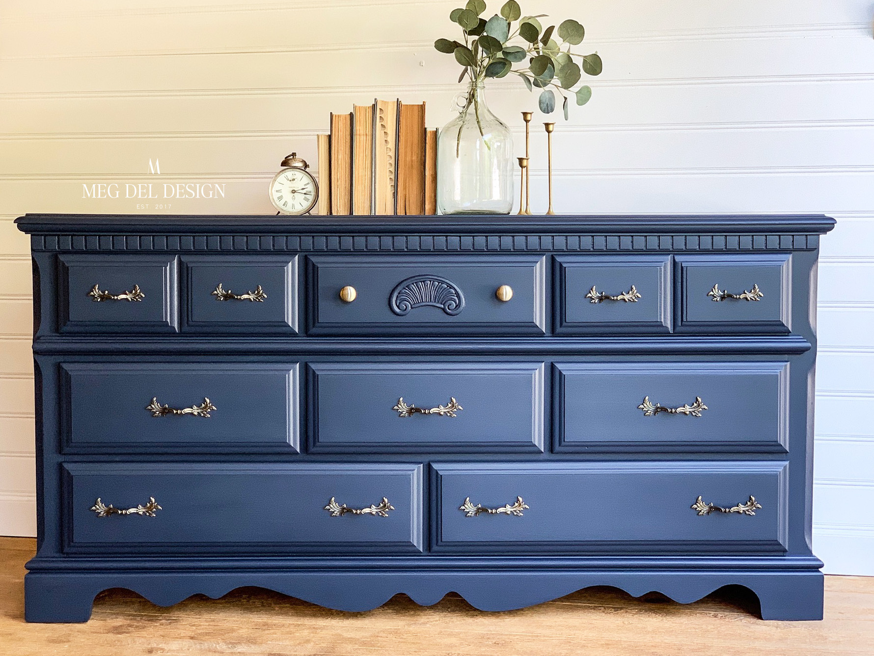 dresser to changing table - meg del design - get the look on navy blue dresser changing table