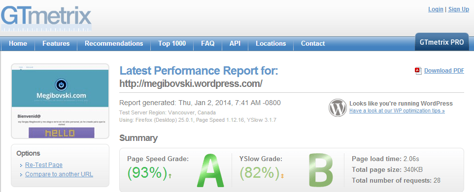 gtmetrix speed test