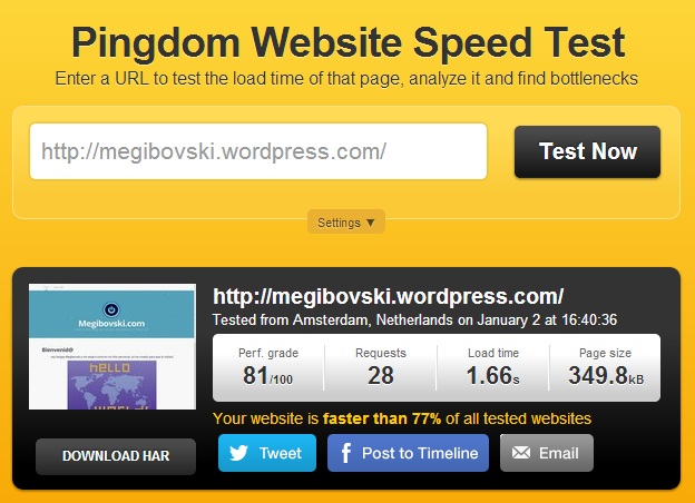 pingdom speed test