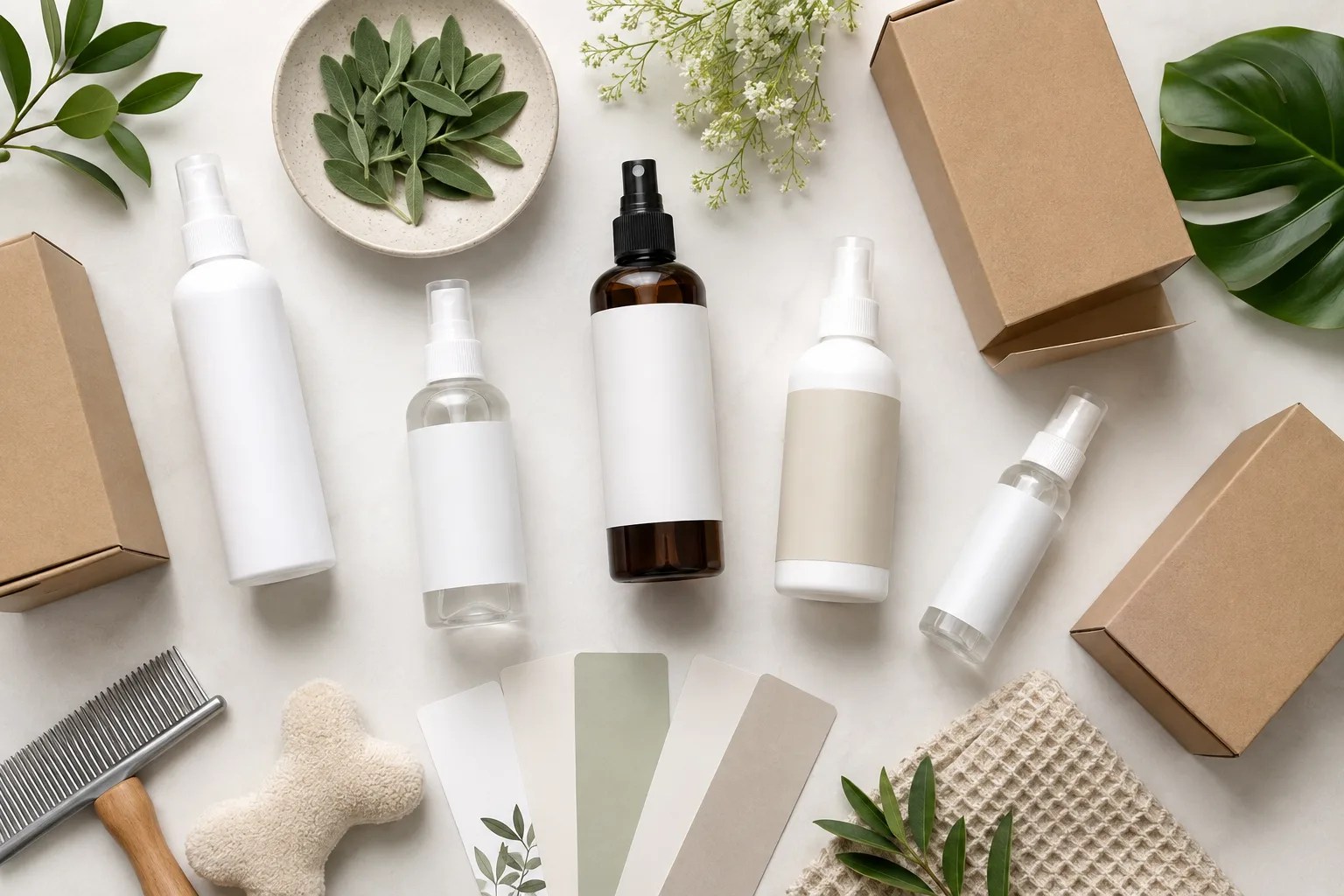 Private label pet deodorizing spray packaging concepts and label swatches