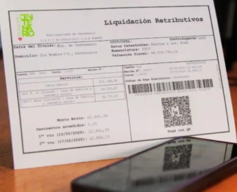Centenario incorporó códigos QR para billeteras virtuales para el pago de tasas municipales