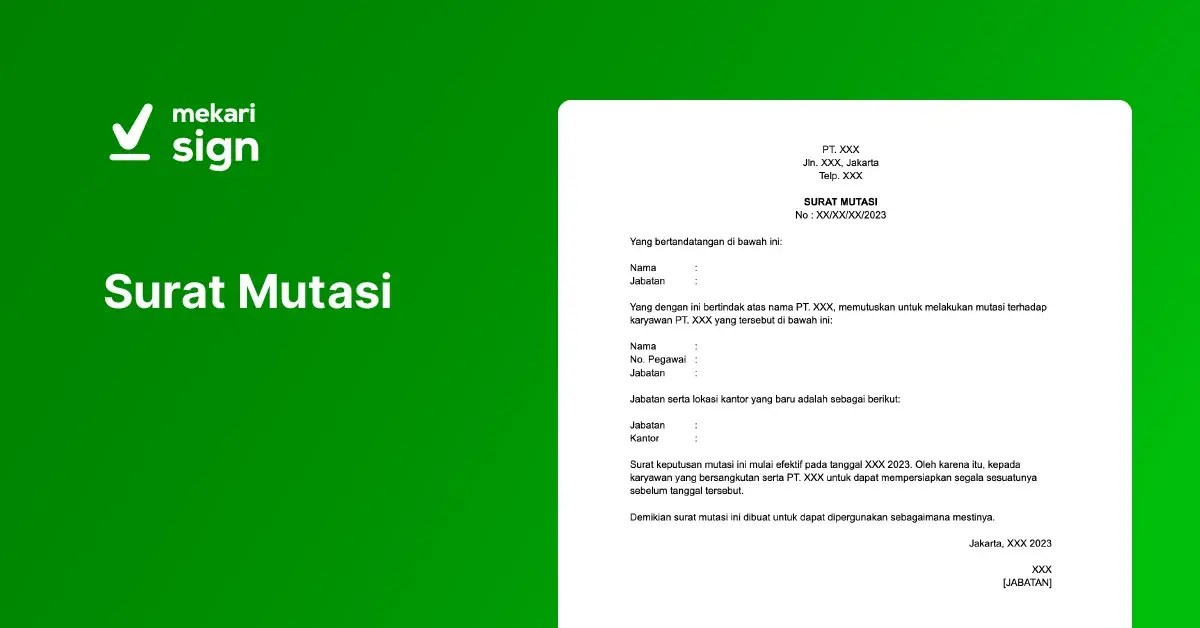 Contoh surat mutasi kerja karyawan [template pdf gratis]