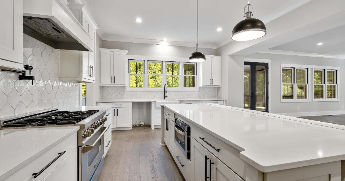 a spacious U-shaped kitchen design