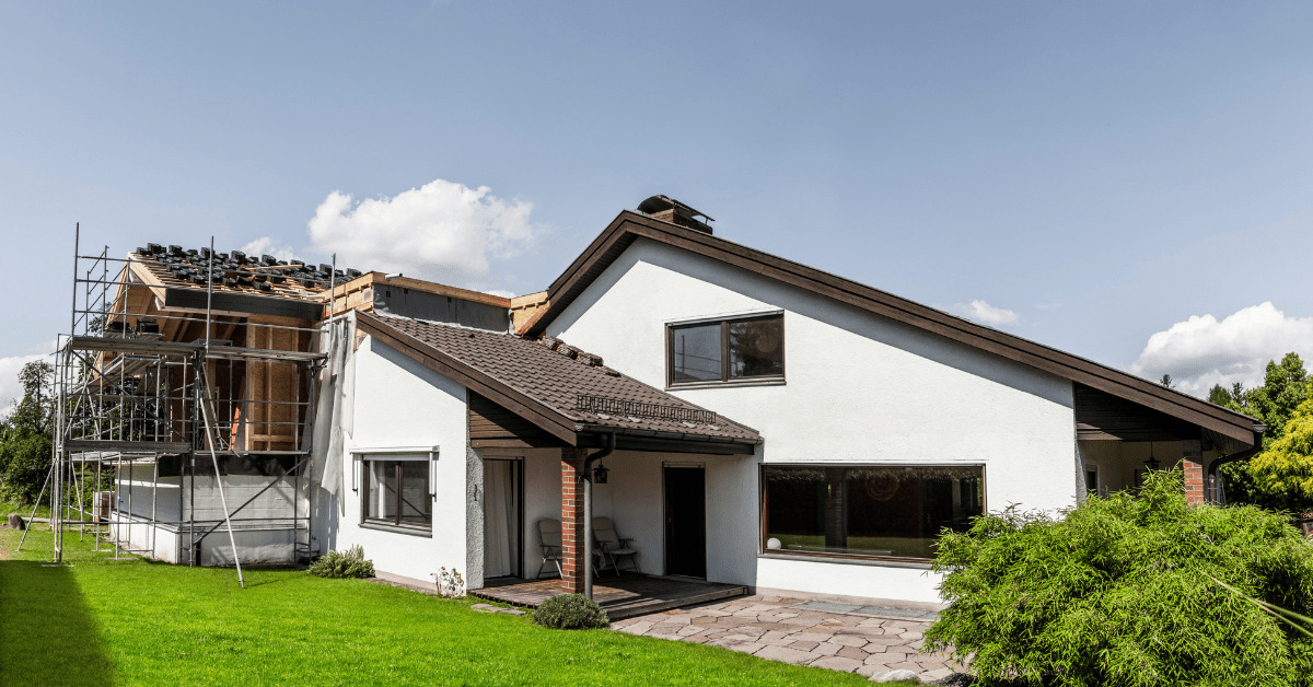 a modern house with a spacious extension
