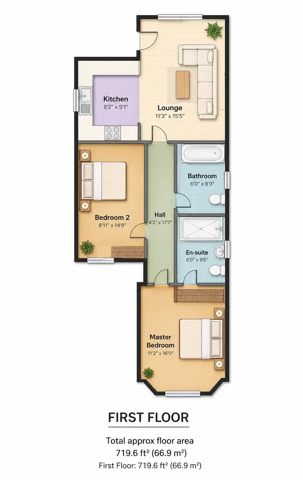 2 bedroom flat floor plan