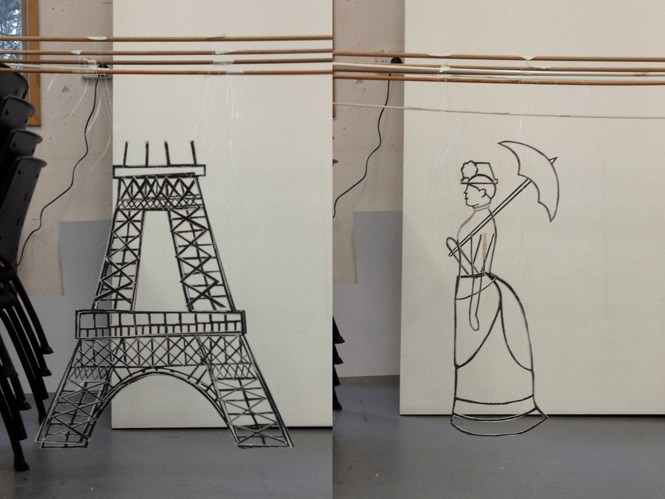 Testing the hanging frames.