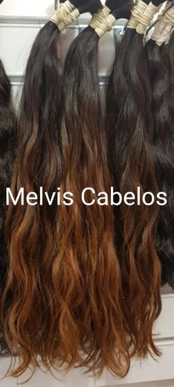 Cabelo Humano Castanho Ondulado C Ombre Hair Mel 65cm 100gr