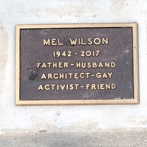 Mel's plaque in Scoville Pk