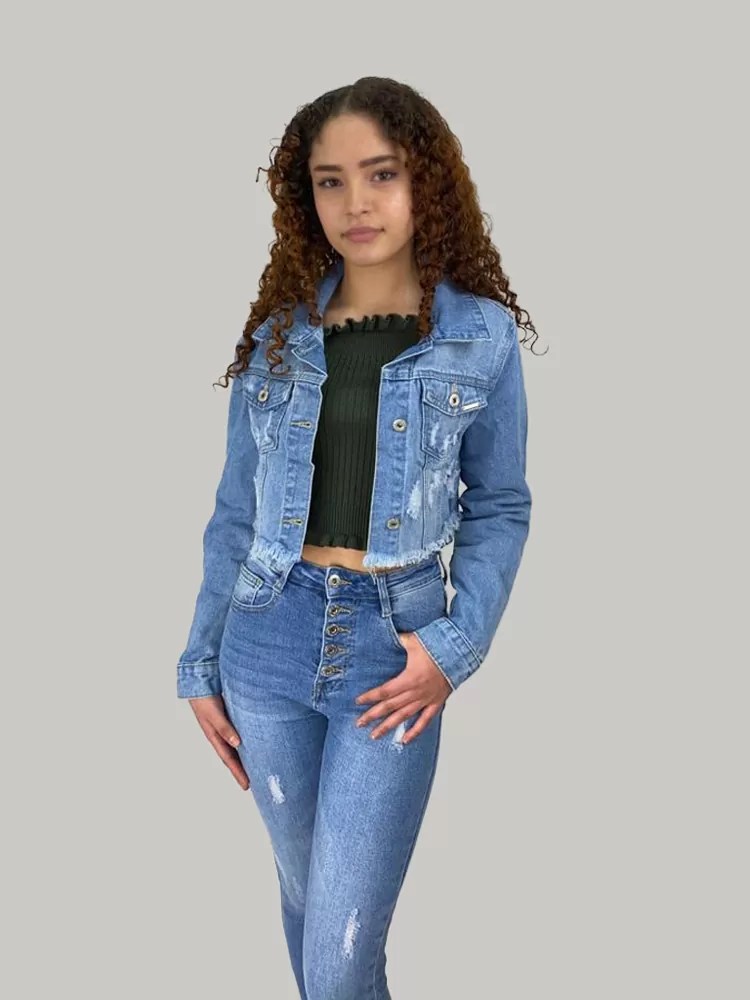 Korte Ripped Spijkerjas - Dames - Me Mode