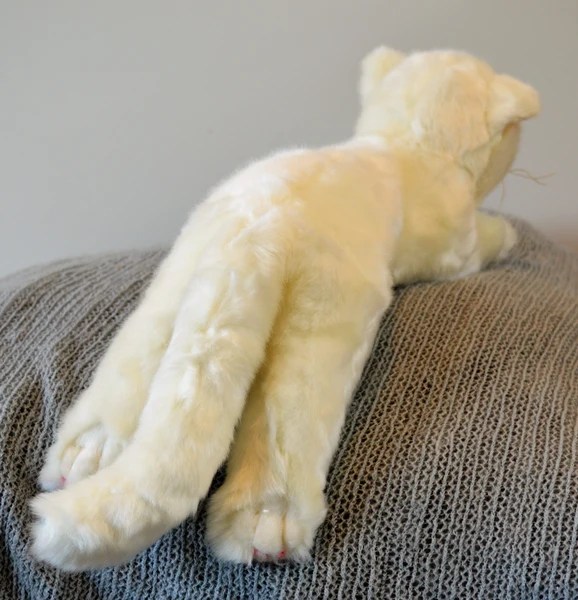 Small grey cat stuffed toy for seniors and people with alzheimer's