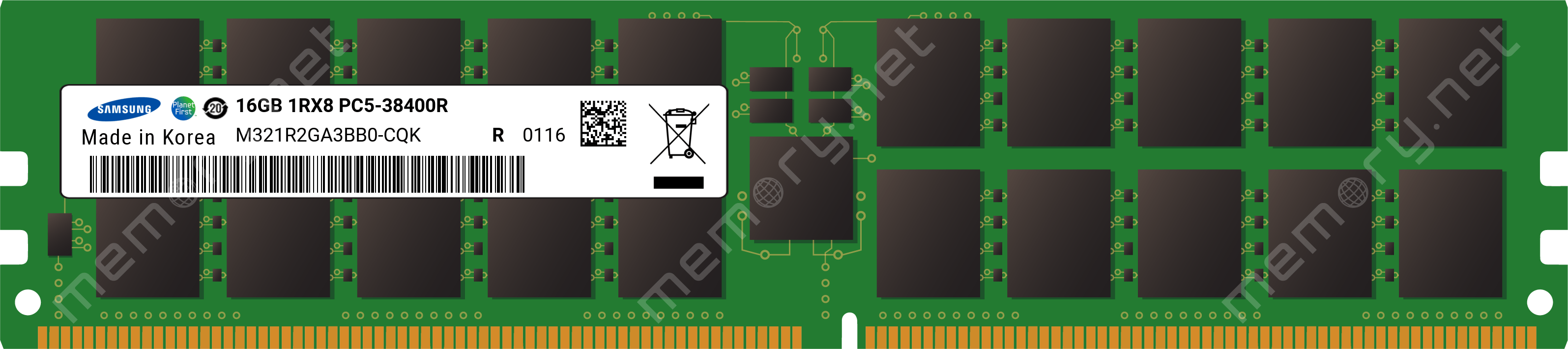 M321R2GA3BB0 CQK Samsung 1x 16GB DDR5 4800 RDIMM PC5 38400R Single Rank X8 Module