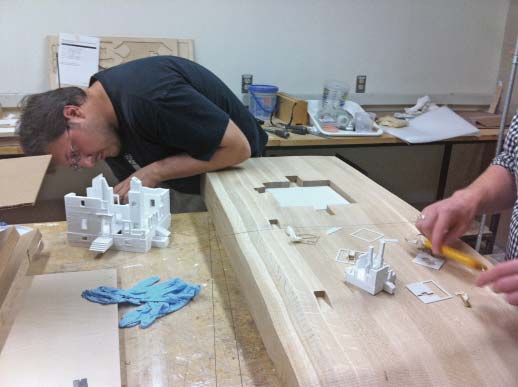 Carmine and Alex preparing for a preliminary fit-out for lighting tests and final assembly.