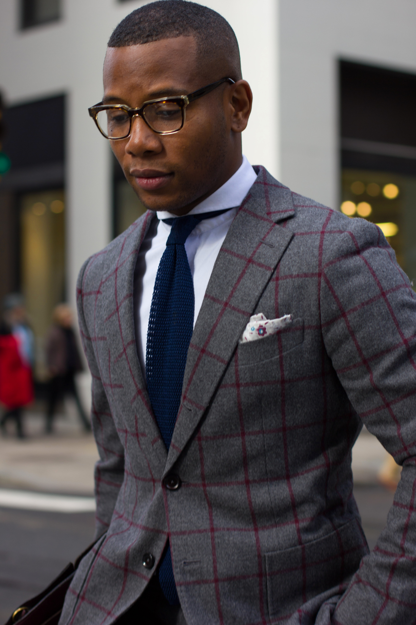 Bold Suit Style with knot standard windowpane suit on Men's Style Pro