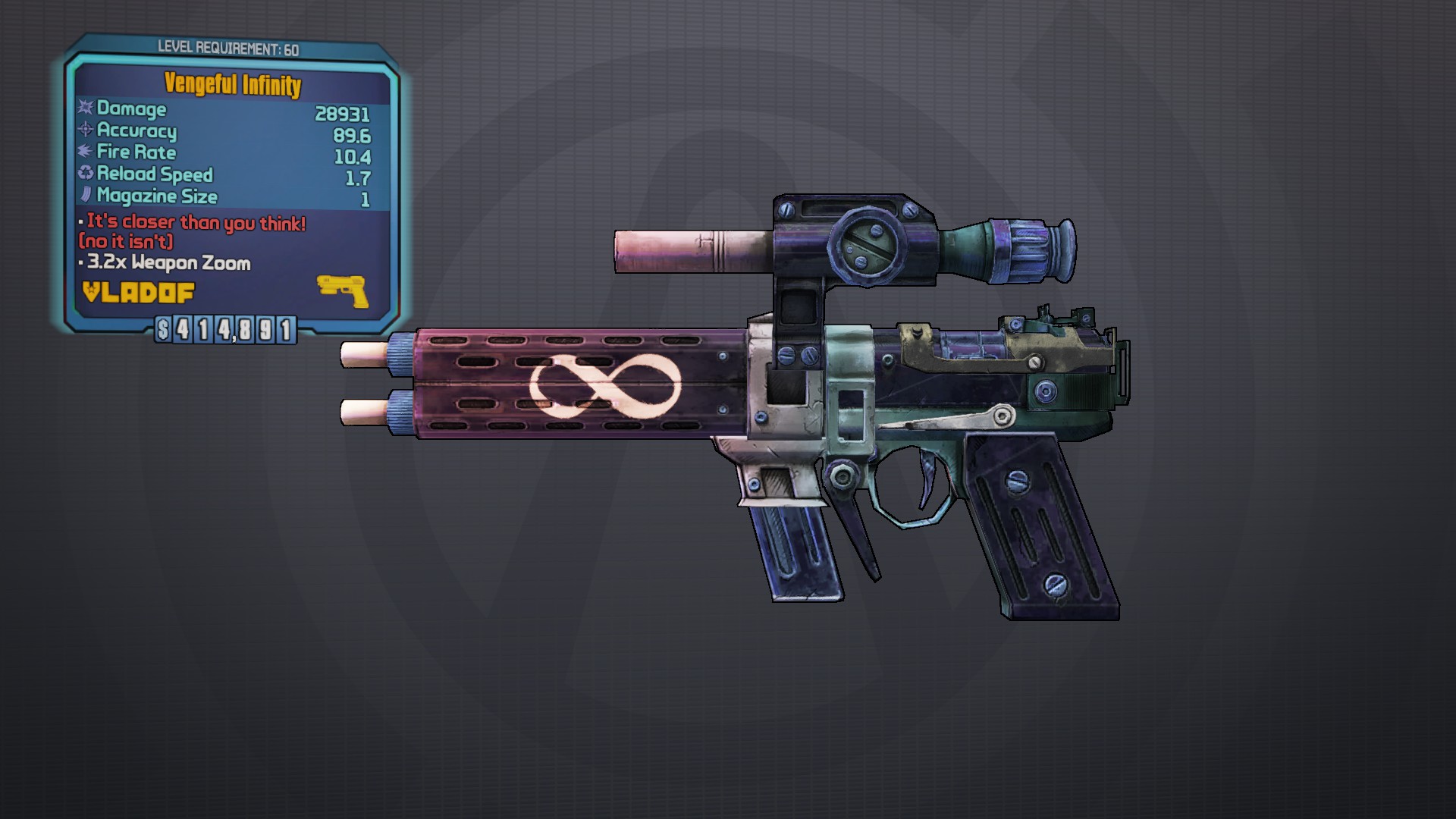 Infinity » Borderlands 2 Legendary Pistol » MentalMars