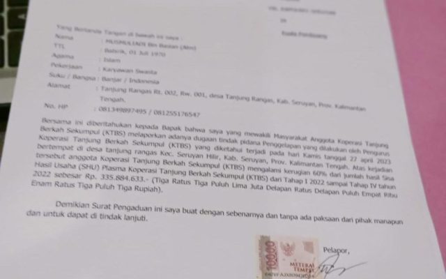 Kasus Koperasi TBS Kini Masuk Proses Penyelidikan Polres Seruyan