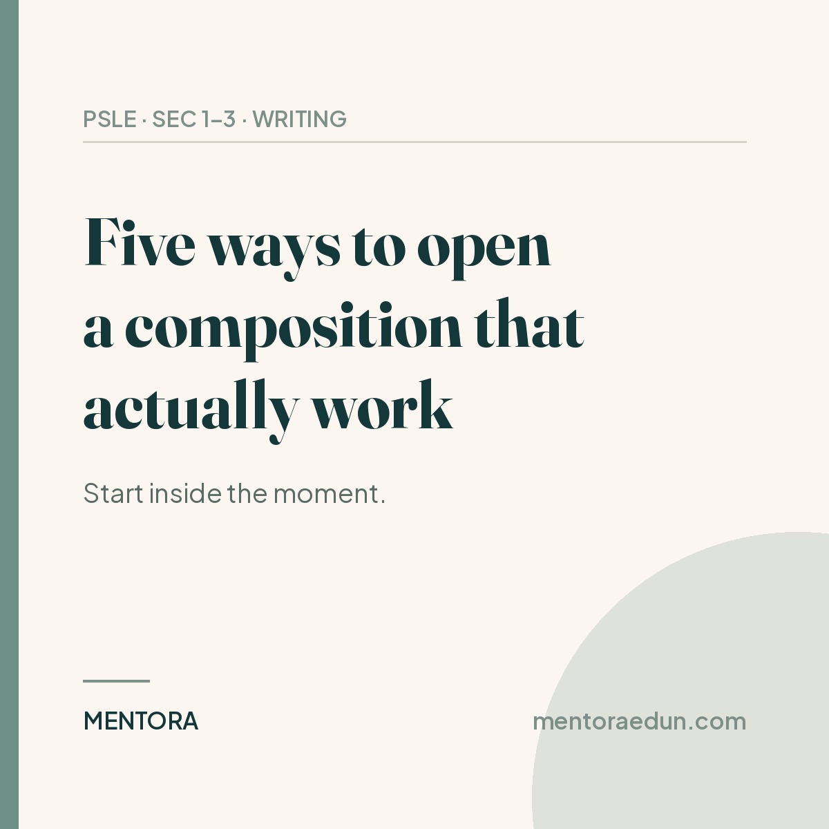 Five Ways to Open a Composition That Are Not “It Was a Sunny Day” — Mentora Edun