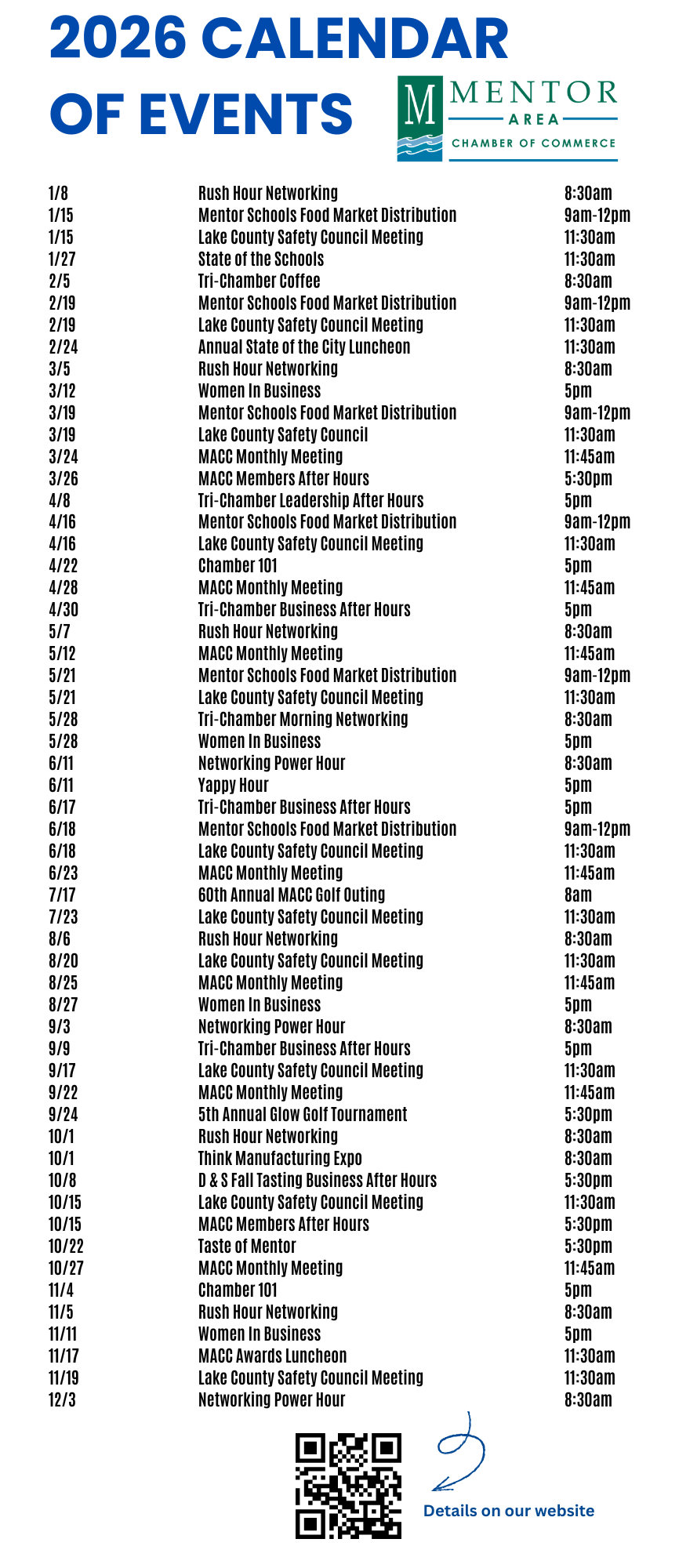 The 2026 MACC Event Calendar Is Here Mentor Area Chamber Of Commerce 2026 MACC Events 