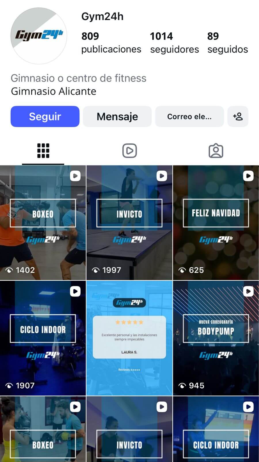 Perfil de Instagram antes de trabajar con Merades
