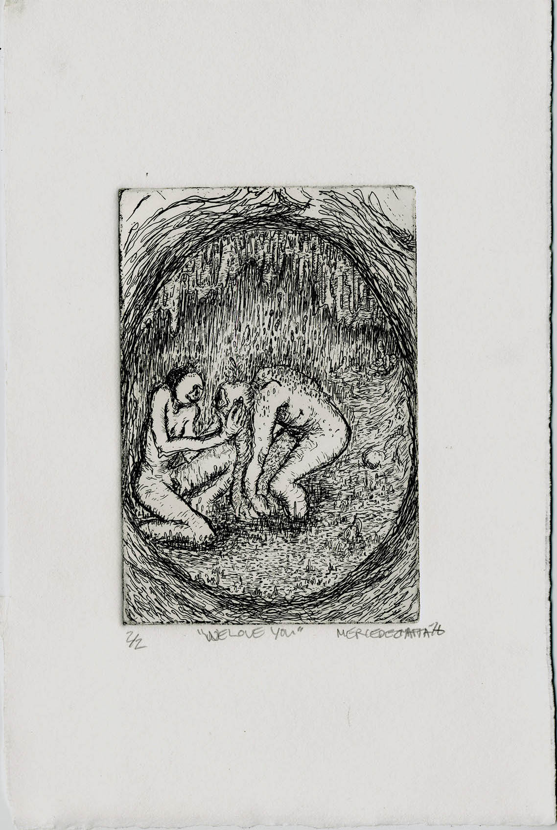 “We Love You”, Intaglio/Etching, 7 ¼”x11 ¼”, 2016