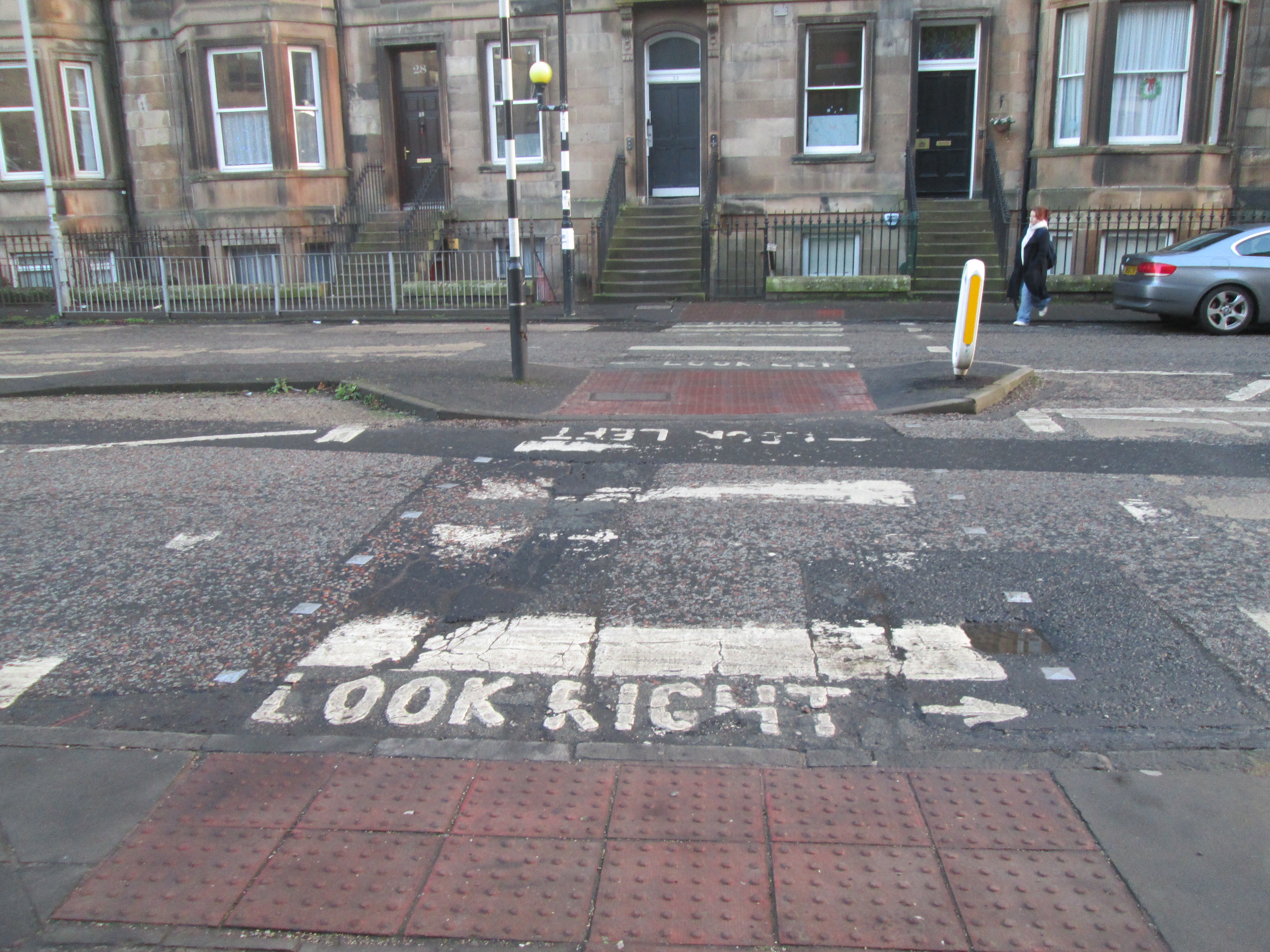 Photo of very degraded zebra crossing by Polwarth Roundabout