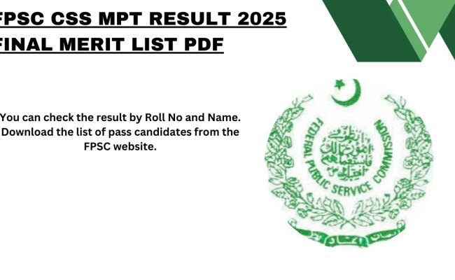 FPSC CSS MPT Result 2025 Final Merit List PDF