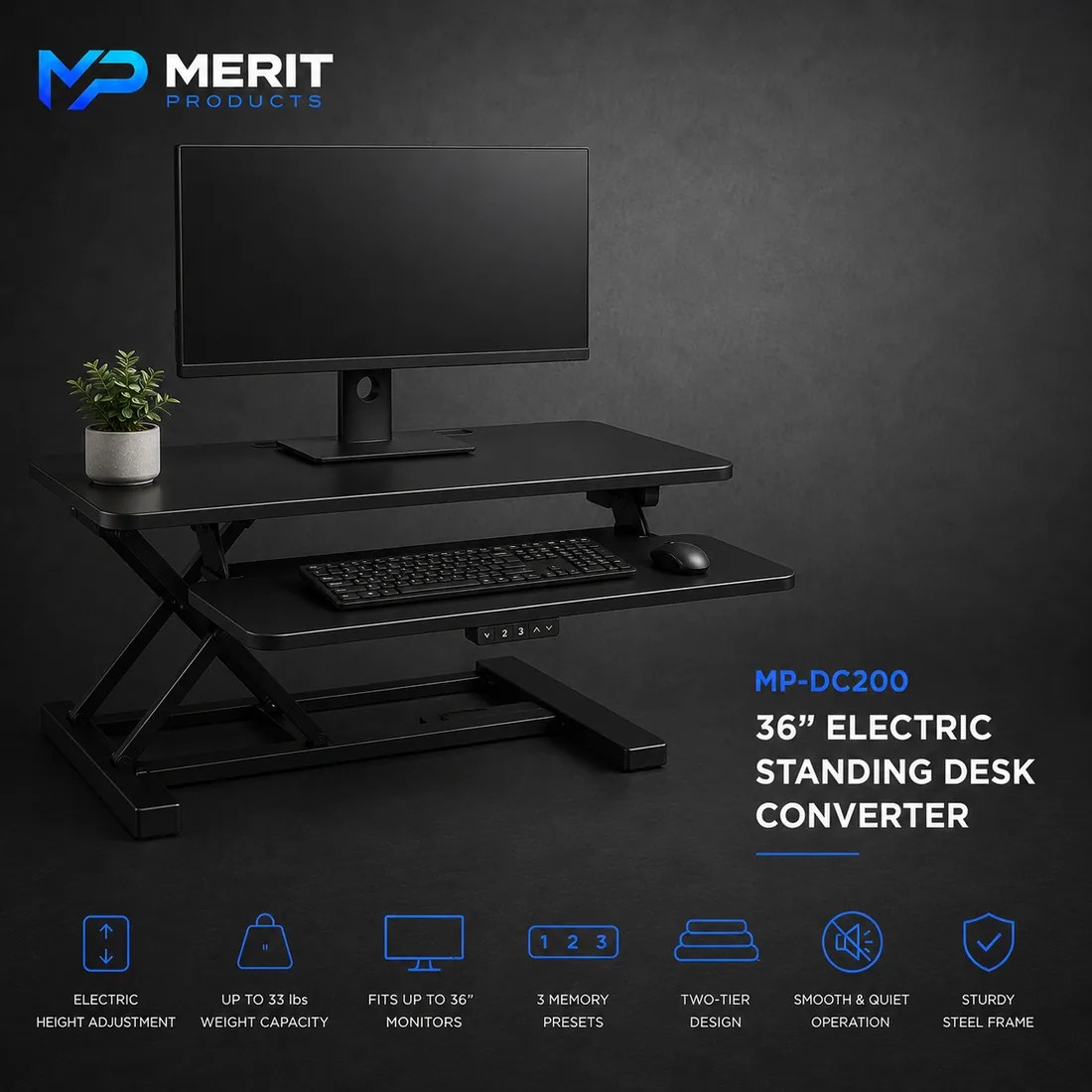 36" Electric Standing Desk Converter