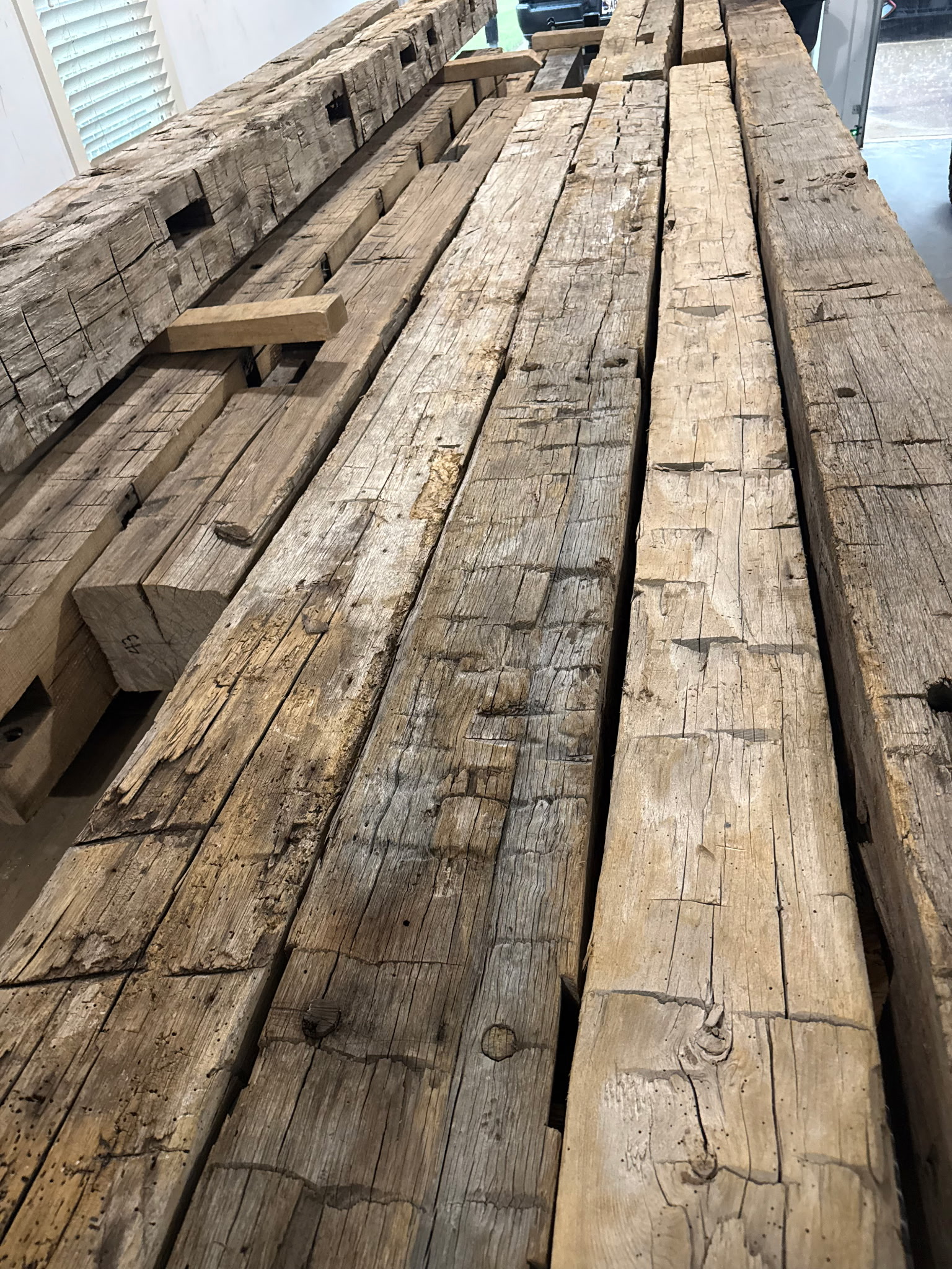 Hand hewn beams make great box beams