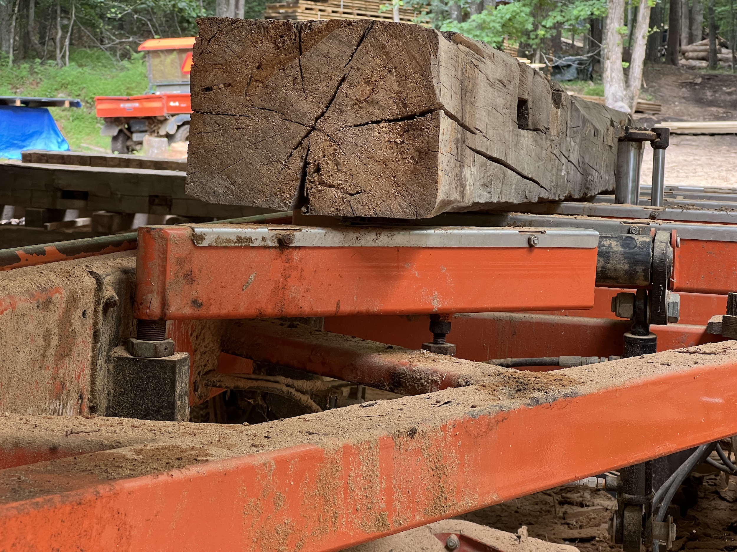 Resawing an old beam from a barn