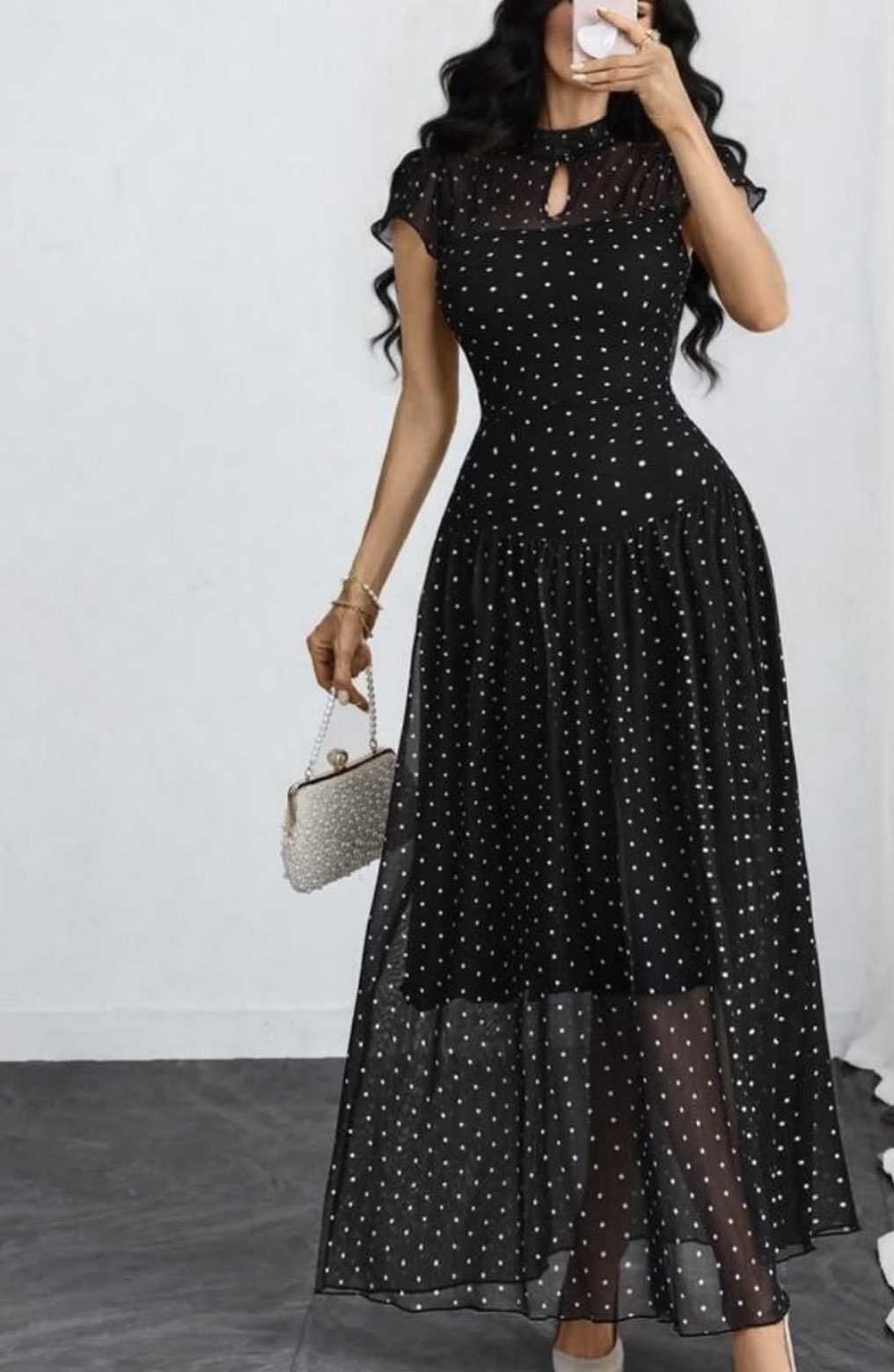 Midnight Grace Polka Dot Maxi Dress