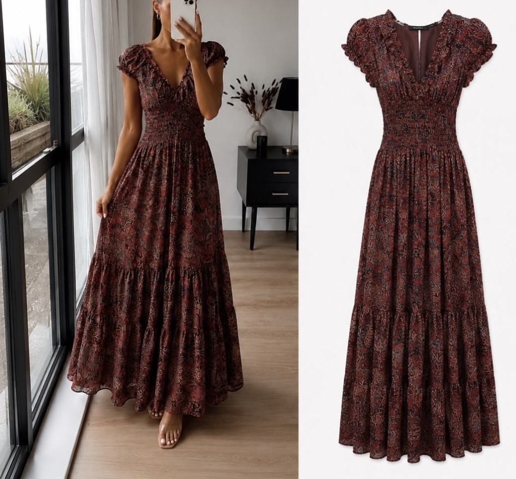 Brownie  Floral Smocked Maxi Dress